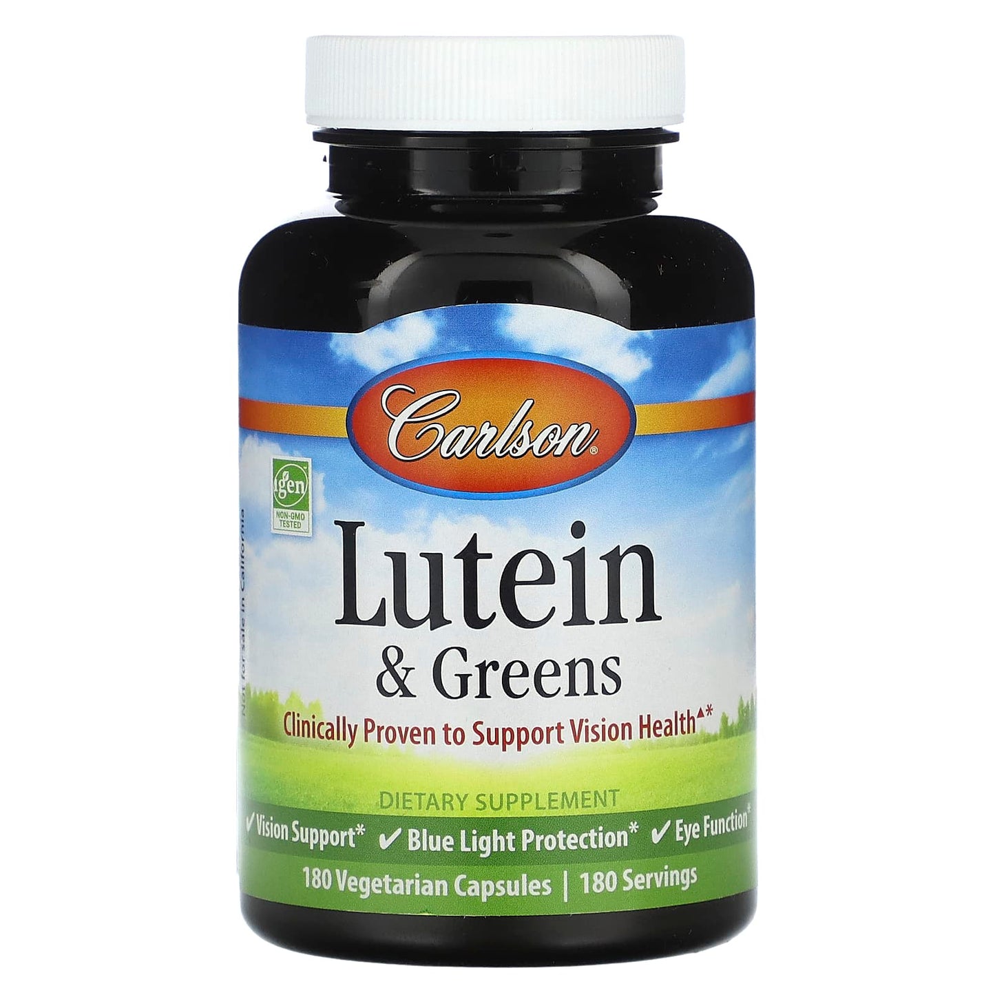Carlson Lutein & Greens Vision Support, 180 Veggie Capsules - Image 1