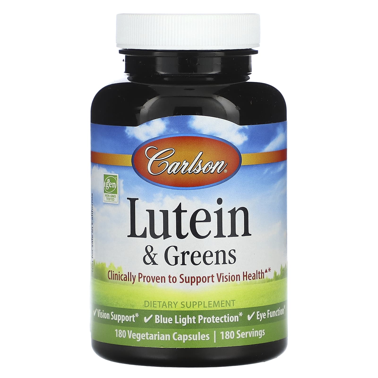 Carlson Lutein & Greens Vision Support, 180 Veggie Capsules - Image 1