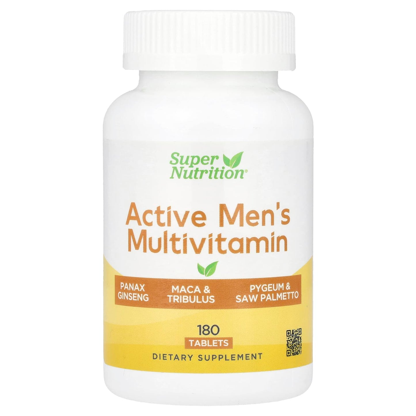 Super Nutrition, Active Men's Multivitamin with Panax Ginseng Extract, Maca, Saw Palmetto, and Tribulus, 180 Tablets - Image 1