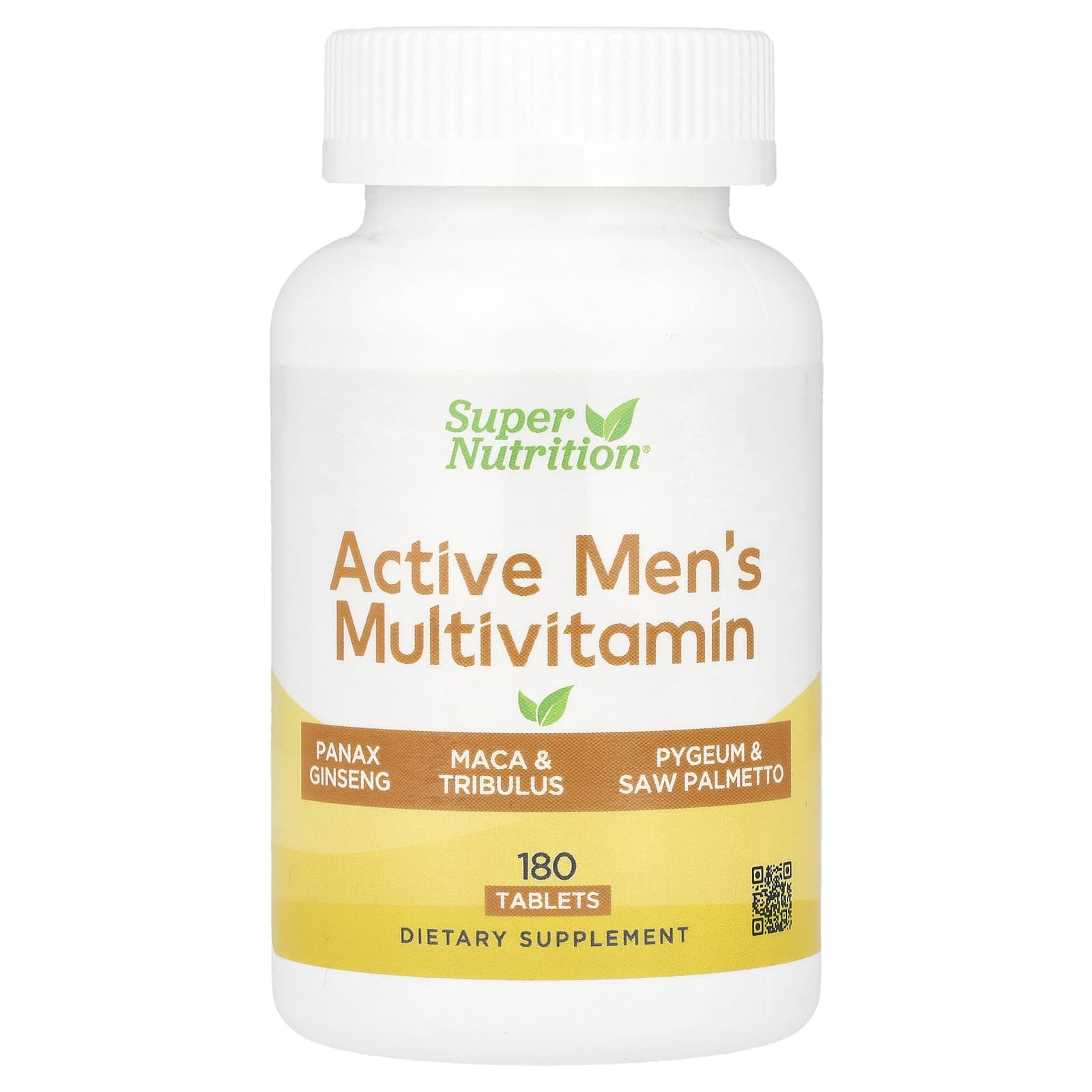 Super Nutrition, Active Men's Multivitamin with Panax Ginseng Extract, Maca, Saw Palmetto, and Tribulus, 180 Tablets - Image 1