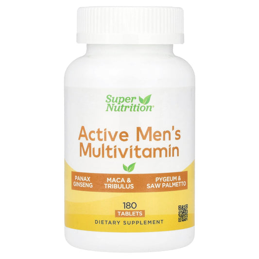 Super Nutrition, Active Men's Multivitamin with Panax Ginseng Extract, Maca, Saw Palmetto, and Tribulus, 180 Tablets - Image 1