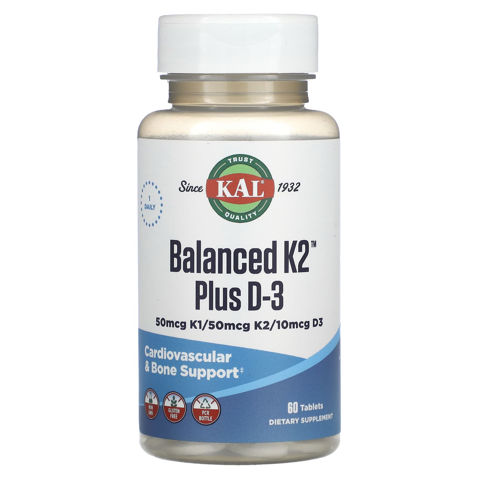 KAL, Balanced K2 Plus D3, 60 Tablets - Image 1