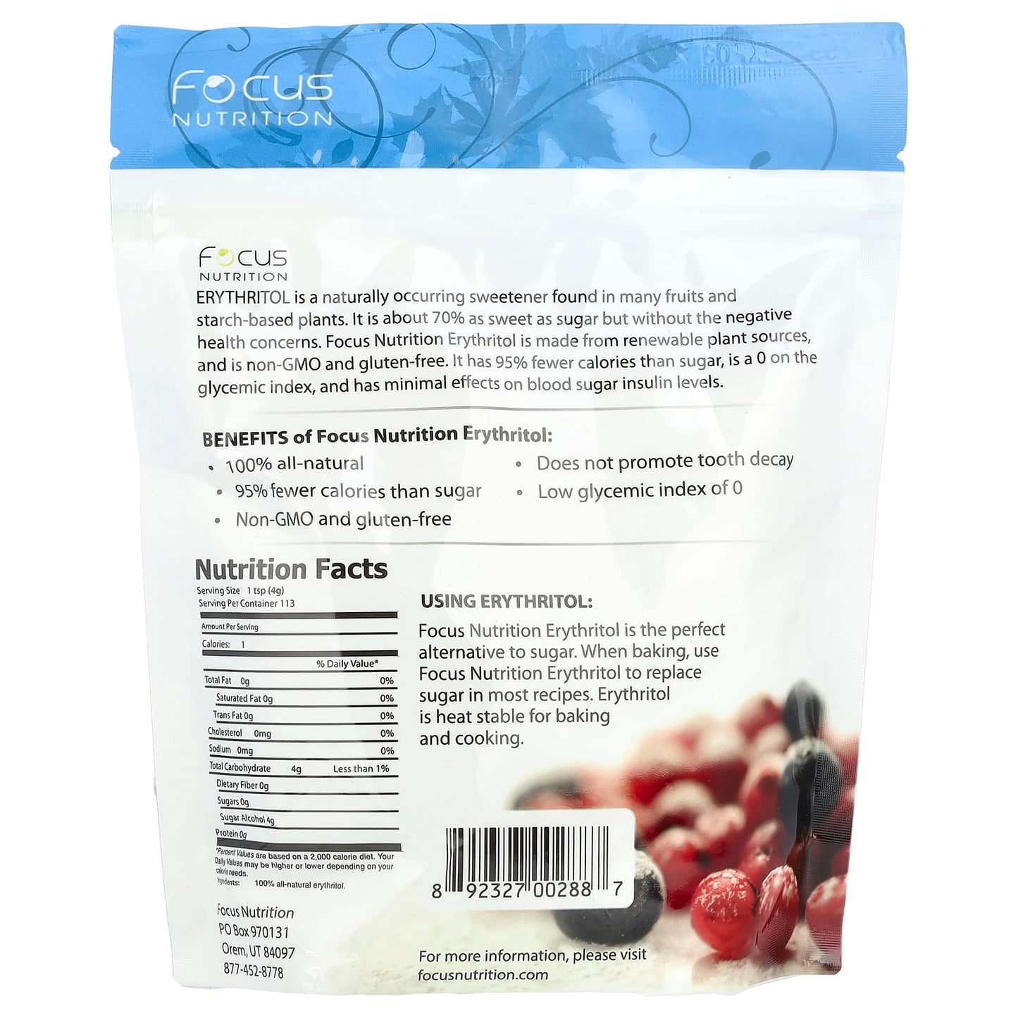 Xyloburst, Erythritol Sweetener, Low-Calorie Sweetener, 1 lb (454 g) - Image 2