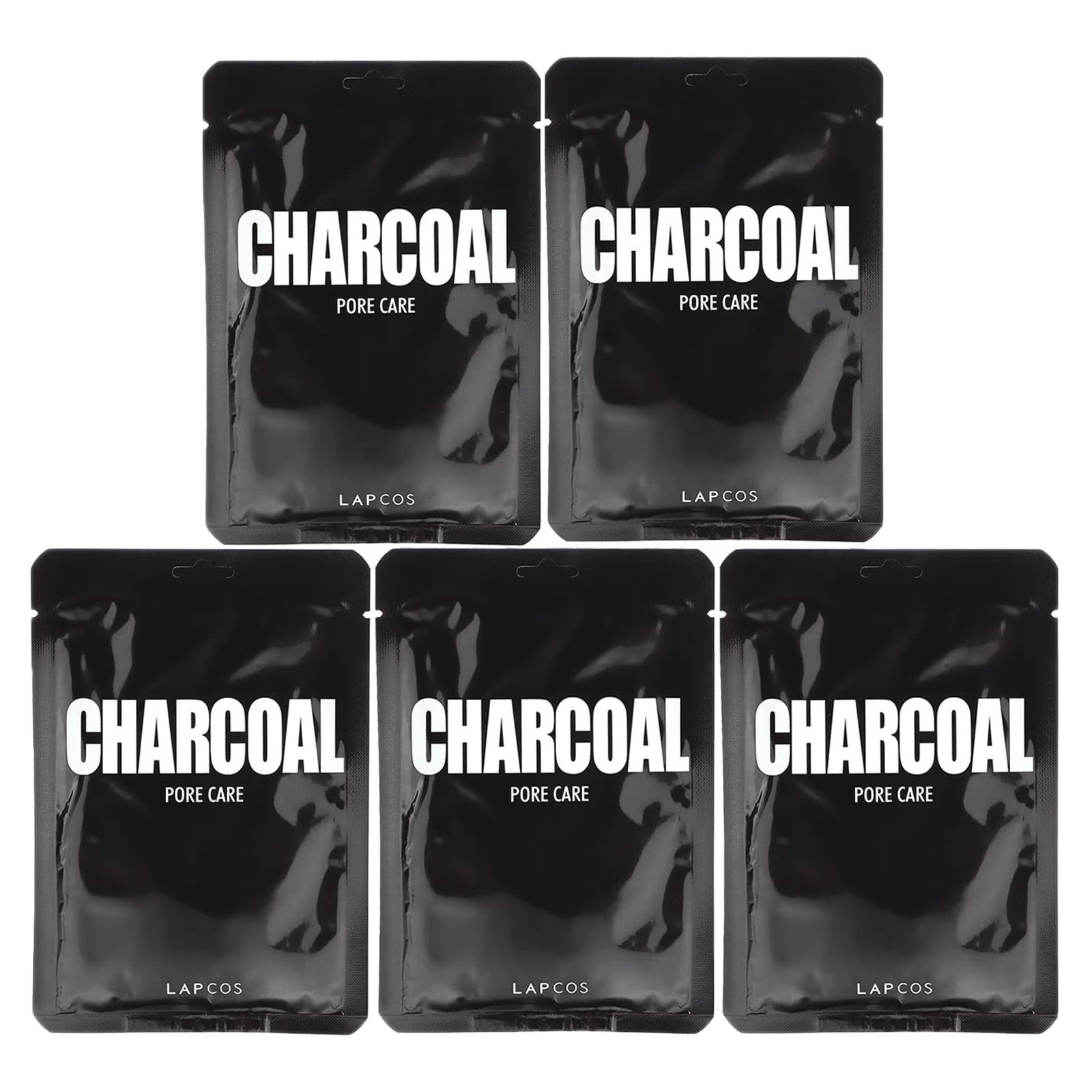 Lapcos, Charcoal Sheet Beauty Mask Set, Pore Care, 5 Sheets, 0.84 fl oz (25 ml) Each - Image 1