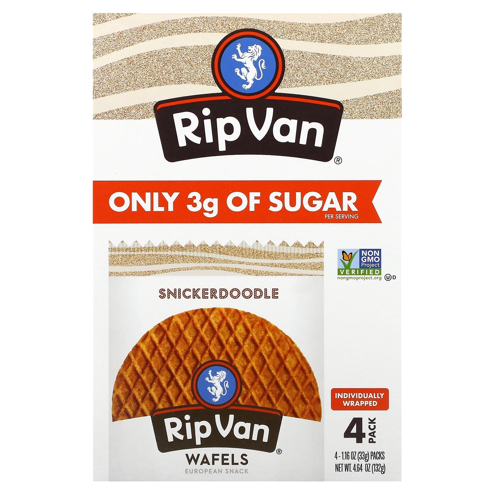 Rip Van Wafels, Snickerdoodle, 4 Pack, 1.16 oz (33 g) Each - Image 1