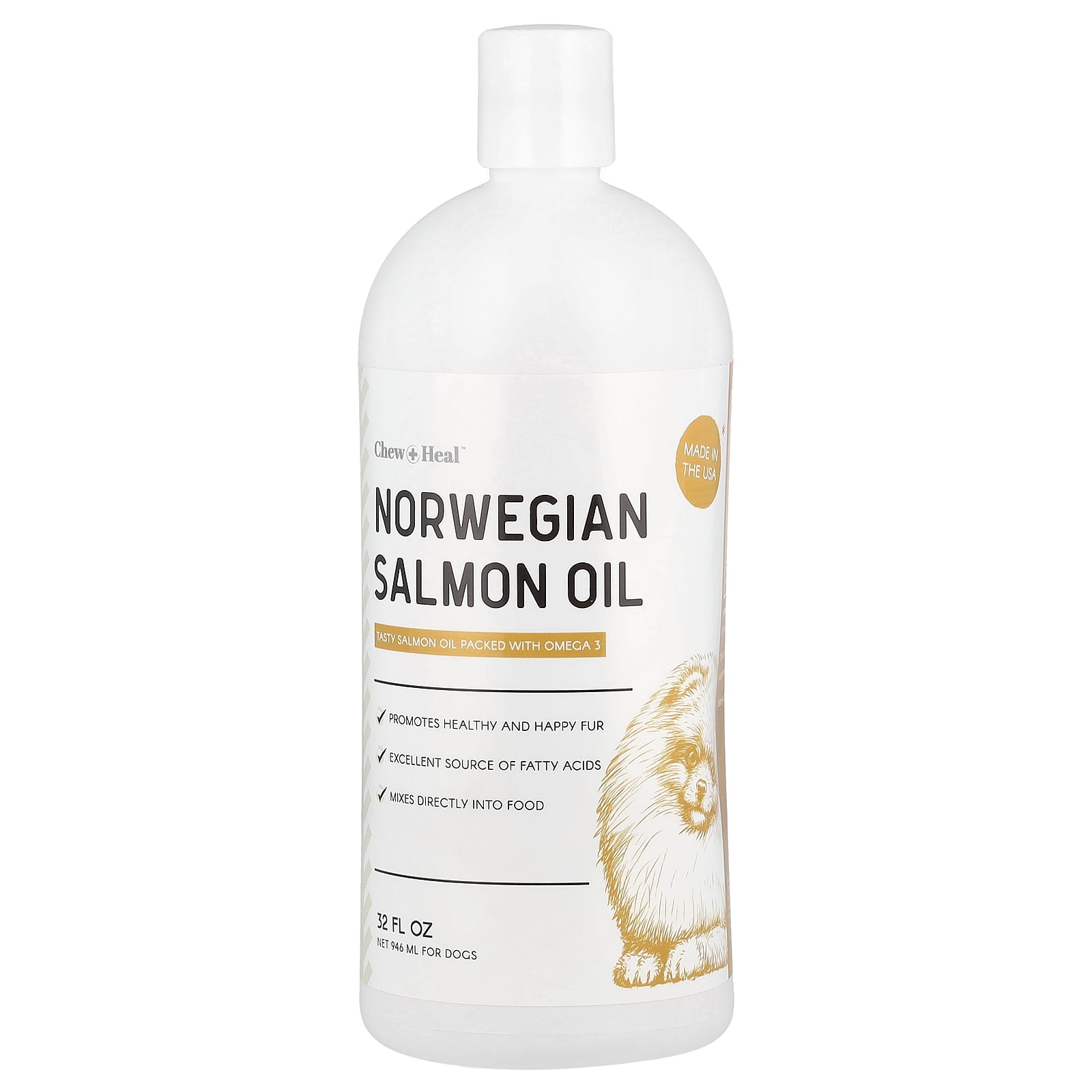 Norwegian Salmon Oil for Dogs - Omega 3 Rich Formula, 32 fl oz - Image 1