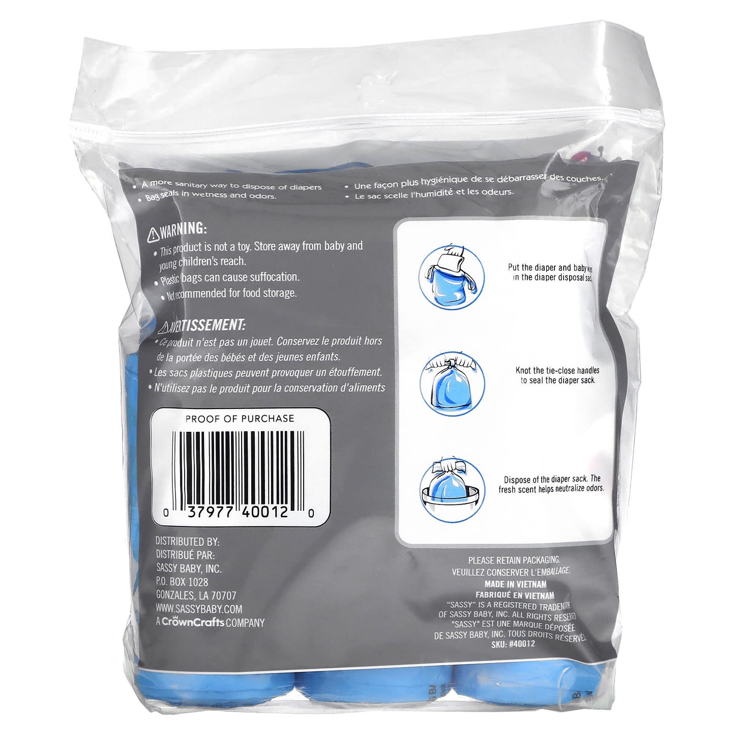 Sassy, Disposable Diaper Sacks, 100 Sacks, 4 - 25 Count Rolls - Image 2