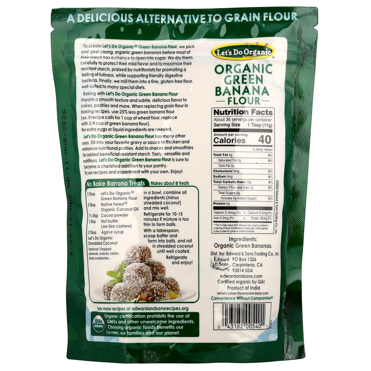Let's Do Organic Green Banana Flour by Edward & Sons, 14 oz - Image 2