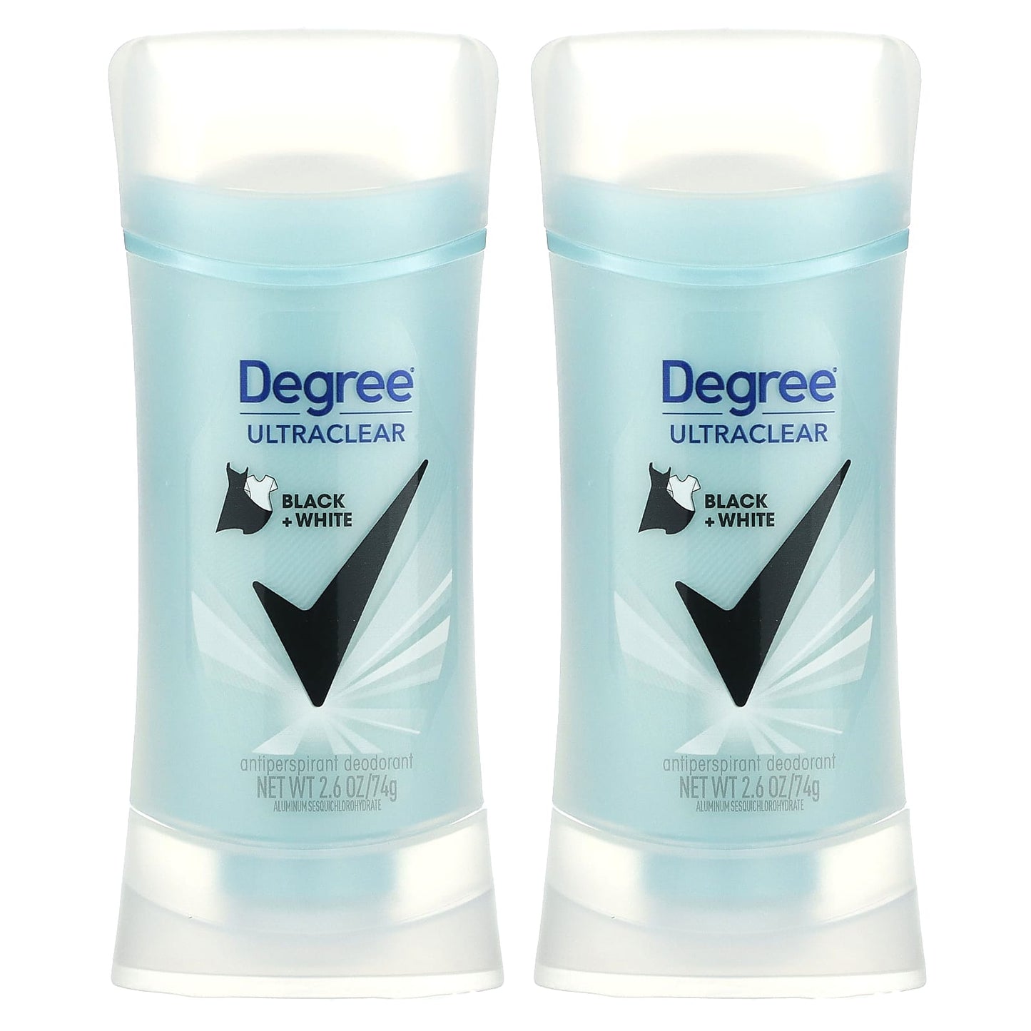 Degree UltraClear Antiperspirant Deodorant, 2.6 oz (74g) Twin Pack, Black + White - Image 1