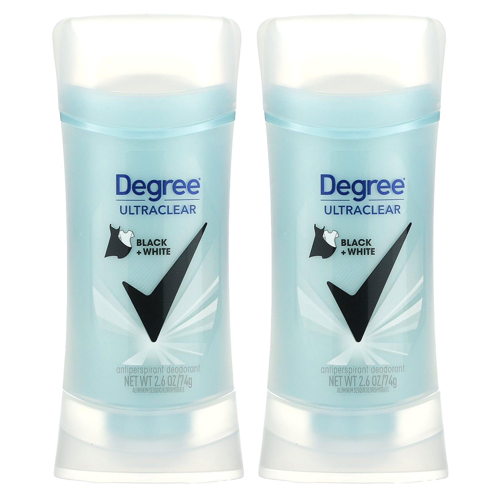 Degree UltraClear Antiperspirant Deodorant, 2.6 oz (74g) Twin Pack, Black + White - Image 1