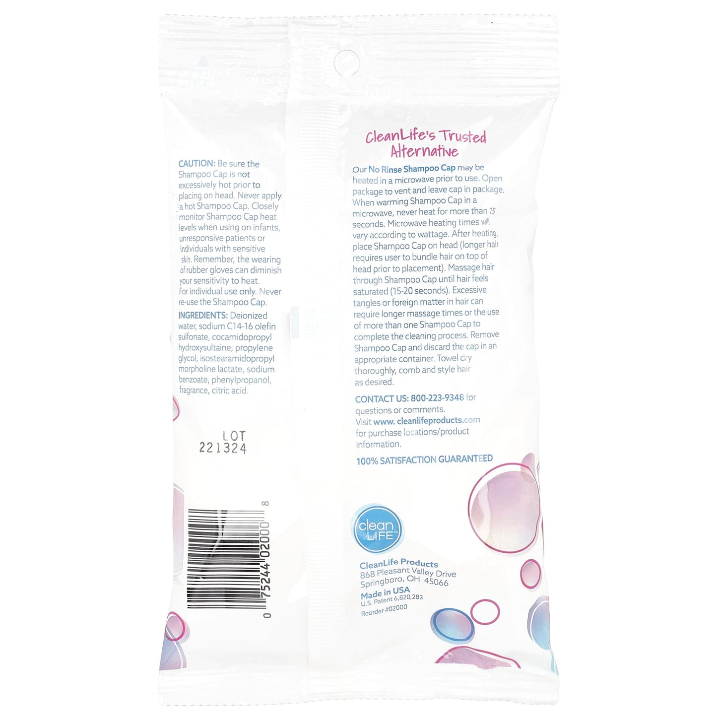 CleanLife No Rinse Shampoo Cap, Easy Hair Cleaning for Fresh Hair - Image 2