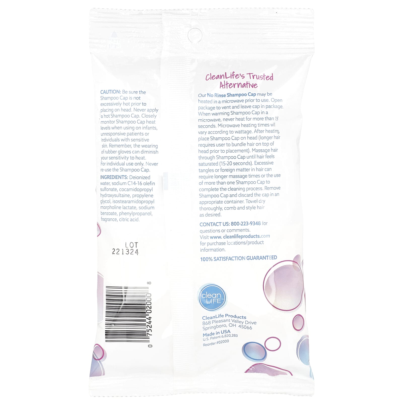 CleanLife No Rinse Shampoo Cap, Easy Hair Cleaning for Fresh Hair - Image 2