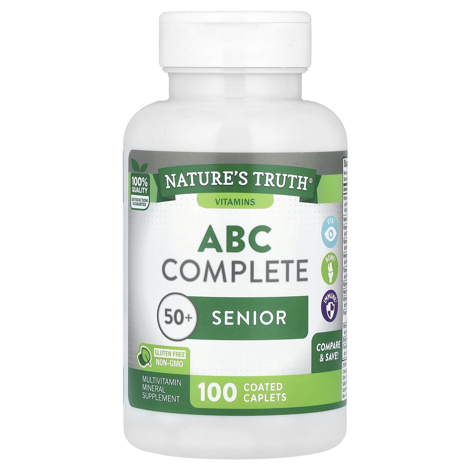 Nature's Truth, ABC Complete Multivitamin, 50+ Senior, 100 Coated Caplets - Image 1