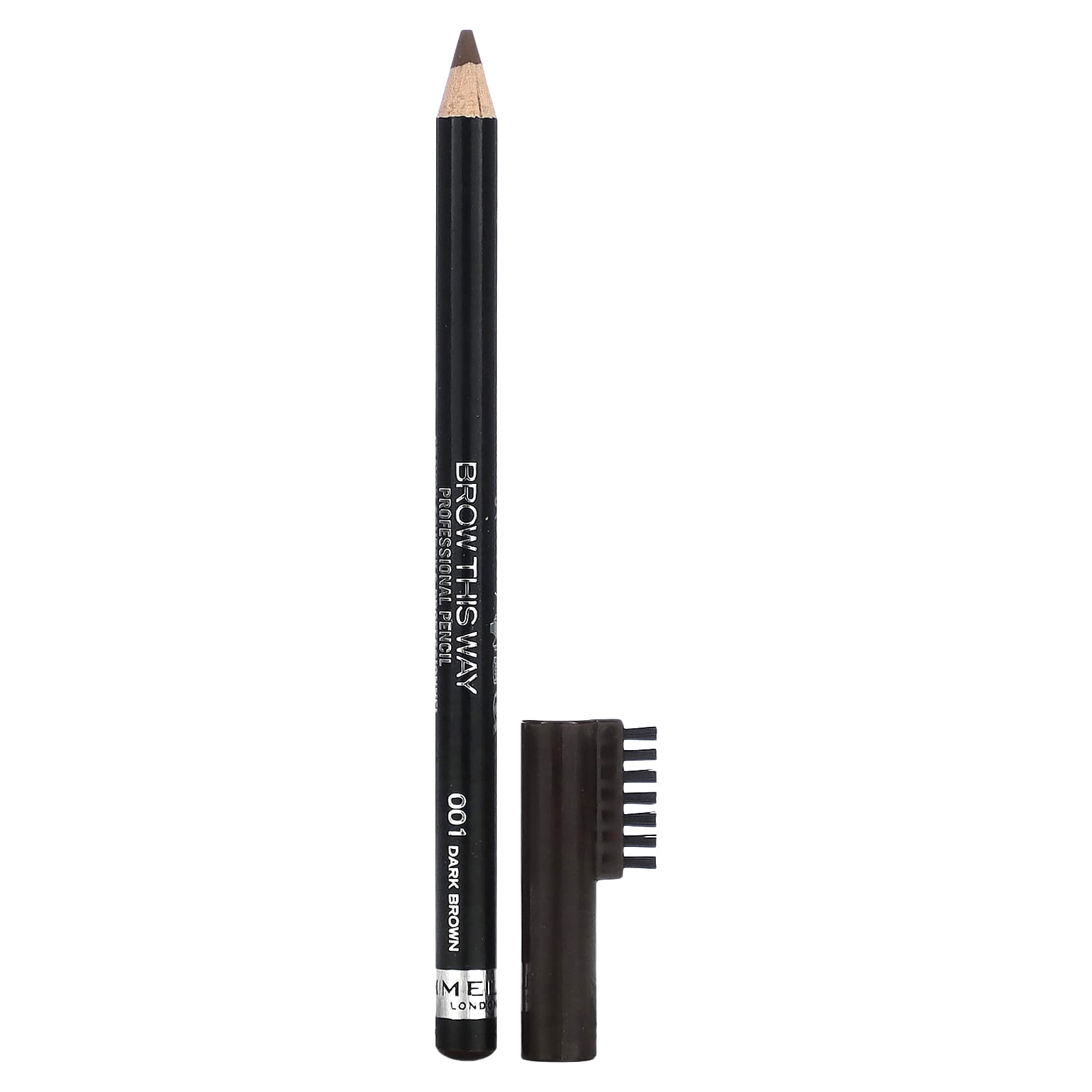 Rimmel London, Brow This Way, Professional Eyebrow Pencil, 001 Dark Brown, 0.05 oz (1.4 g) - Image 1