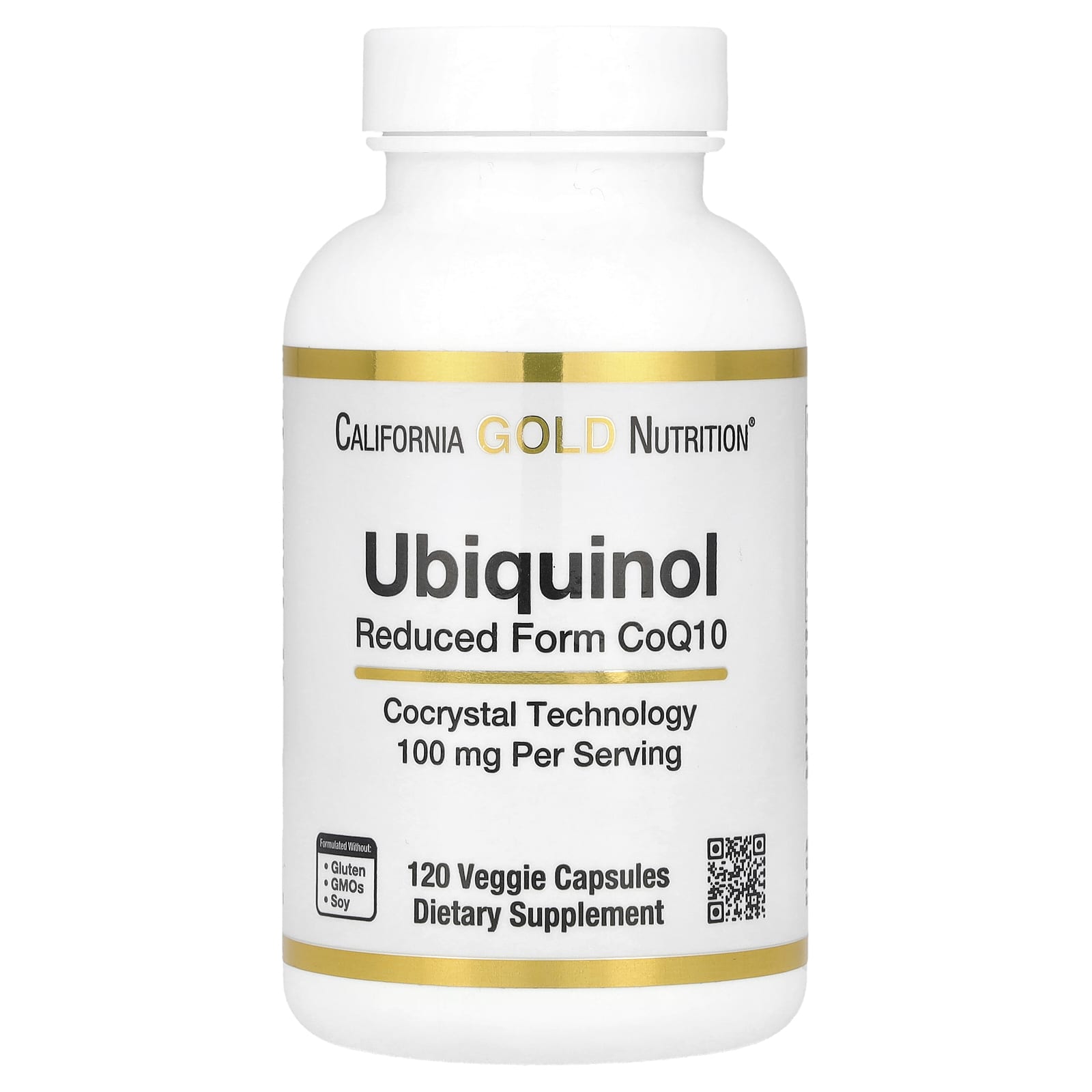 Ubiquinol CoQ10 100mg, Veggie Caps, 120 Count, California Gold Nutrition - Image 1