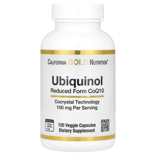 Ubiquinol CoQ10 100mg, Veggie Caps, 120 Count, California Gold Nutrition - Image 1