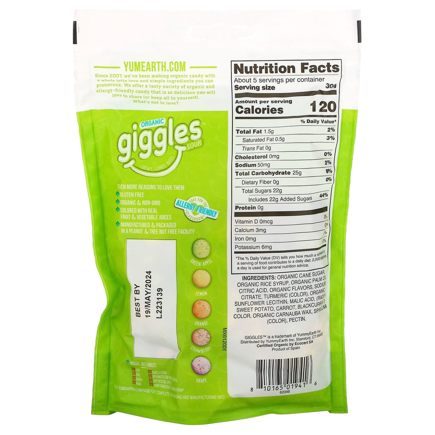 YumEarth, Organic Giggles, Sour, 5 oz (142 g) - Image 2