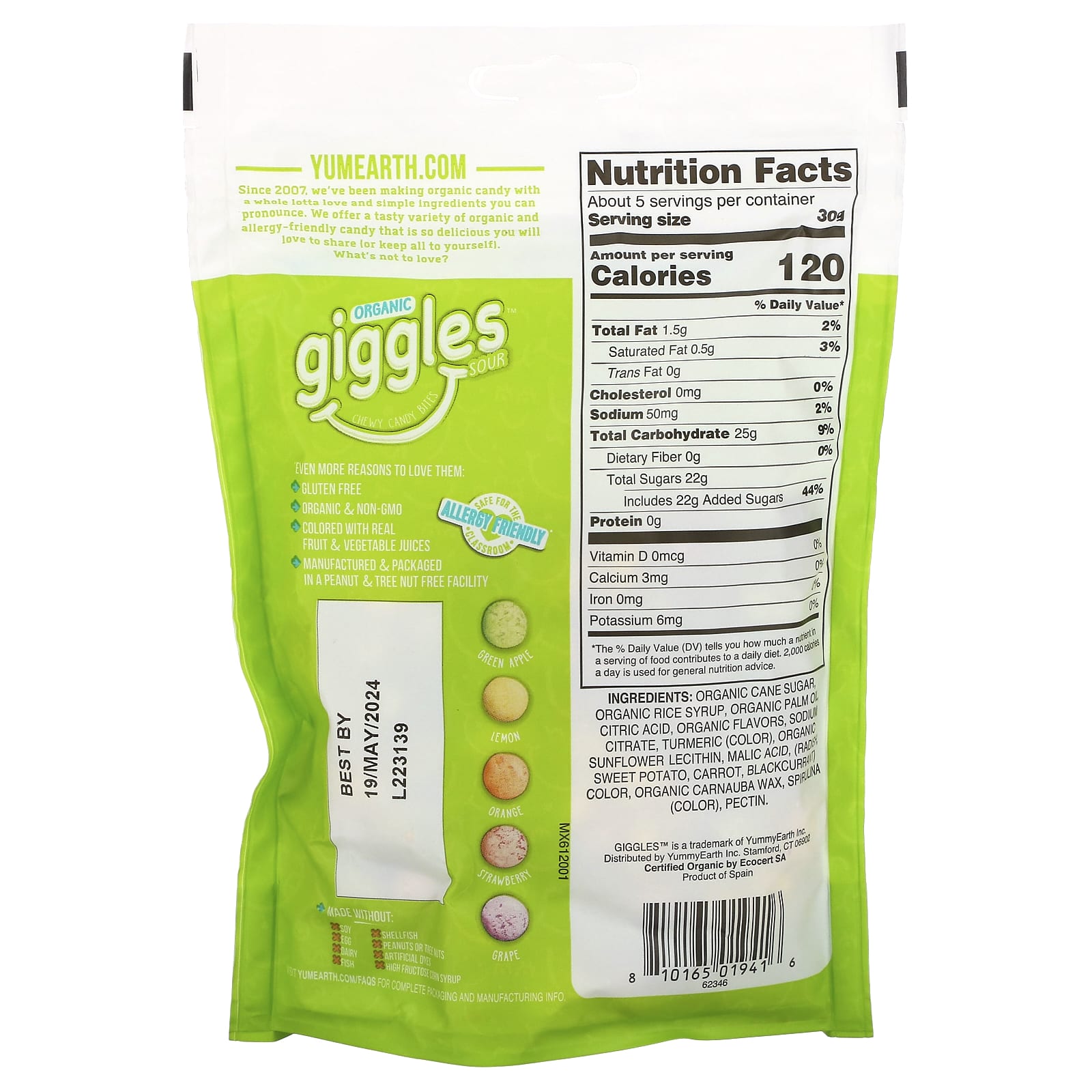 YumEarth, Organic Giggles, Sour, 5 oz (142 g) - Image 2