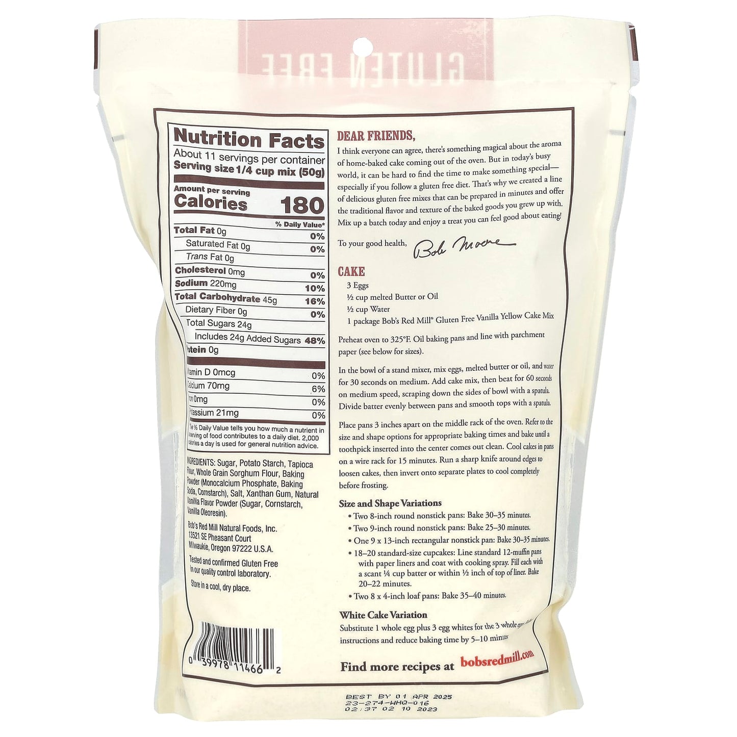 Gluten Free Vanilla Yellow Cake Mix, Easy to Make in Minutes | Bob's Red Mill - Image 2