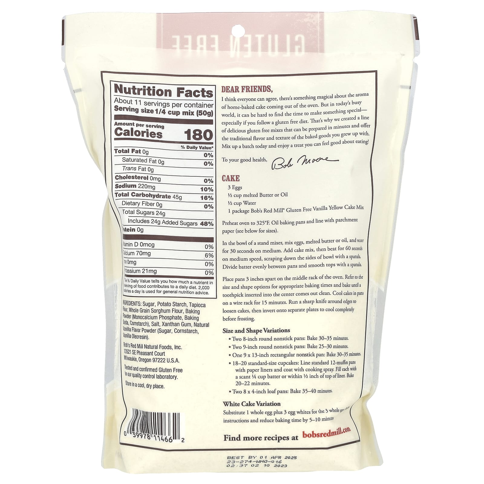 Gluten Free Vanilla Yellow Cake Mix, Easy to Make in Minutes | Bob's Red Mill - Image 2