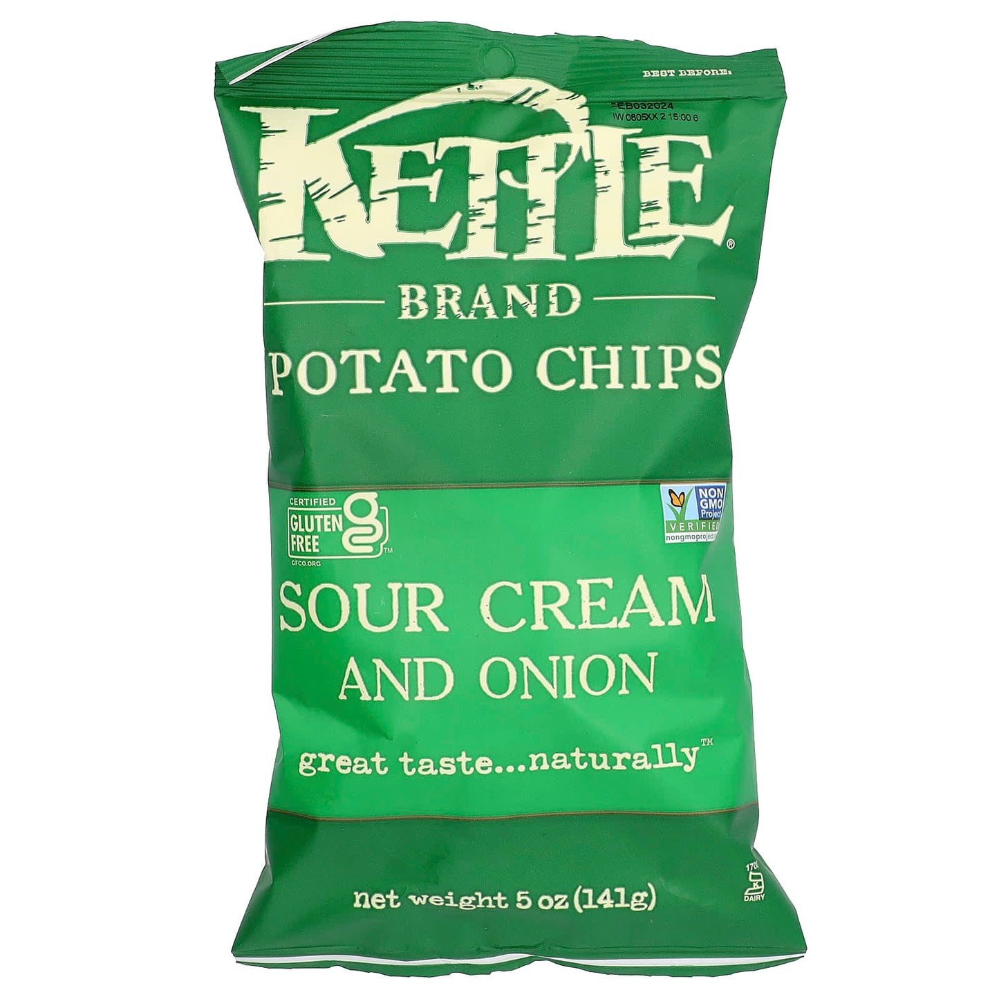 Kettle Foods, Potato Chips, Sour Cream And Onion, 5 oz (141 g) - Image 1