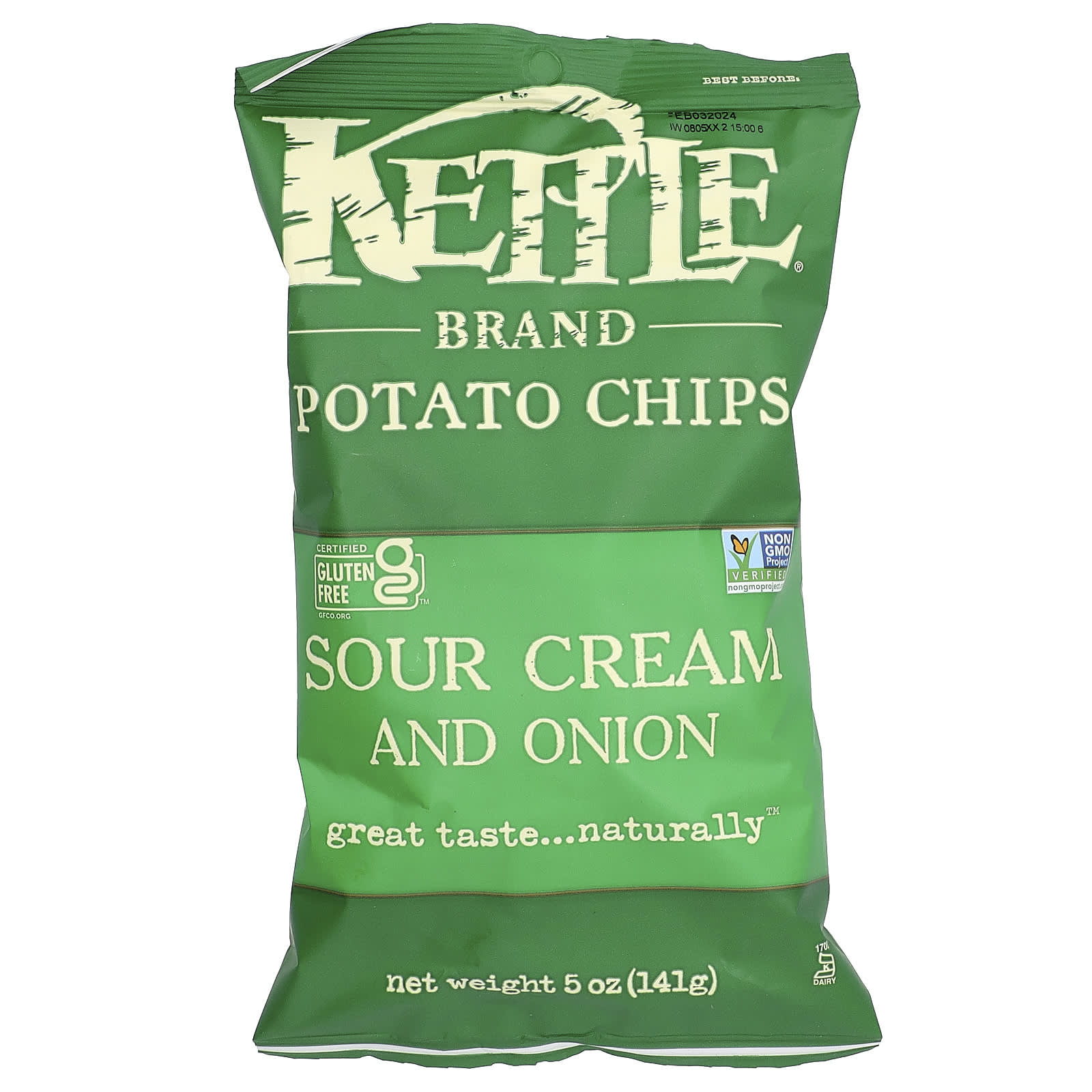 Kettle Foods, Potato Chips, Sour Cream And Onion, 5 oz (141 g) - Image 1