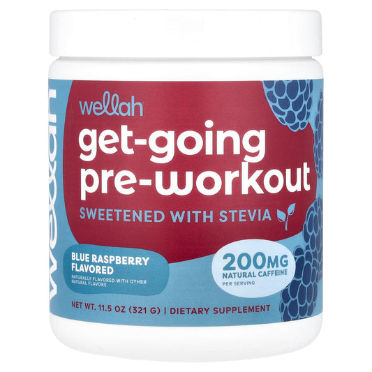 Wellah, Get-Going Pre-Workout, Blue Raspberry, 11.5 oz (321 g) - Image 1