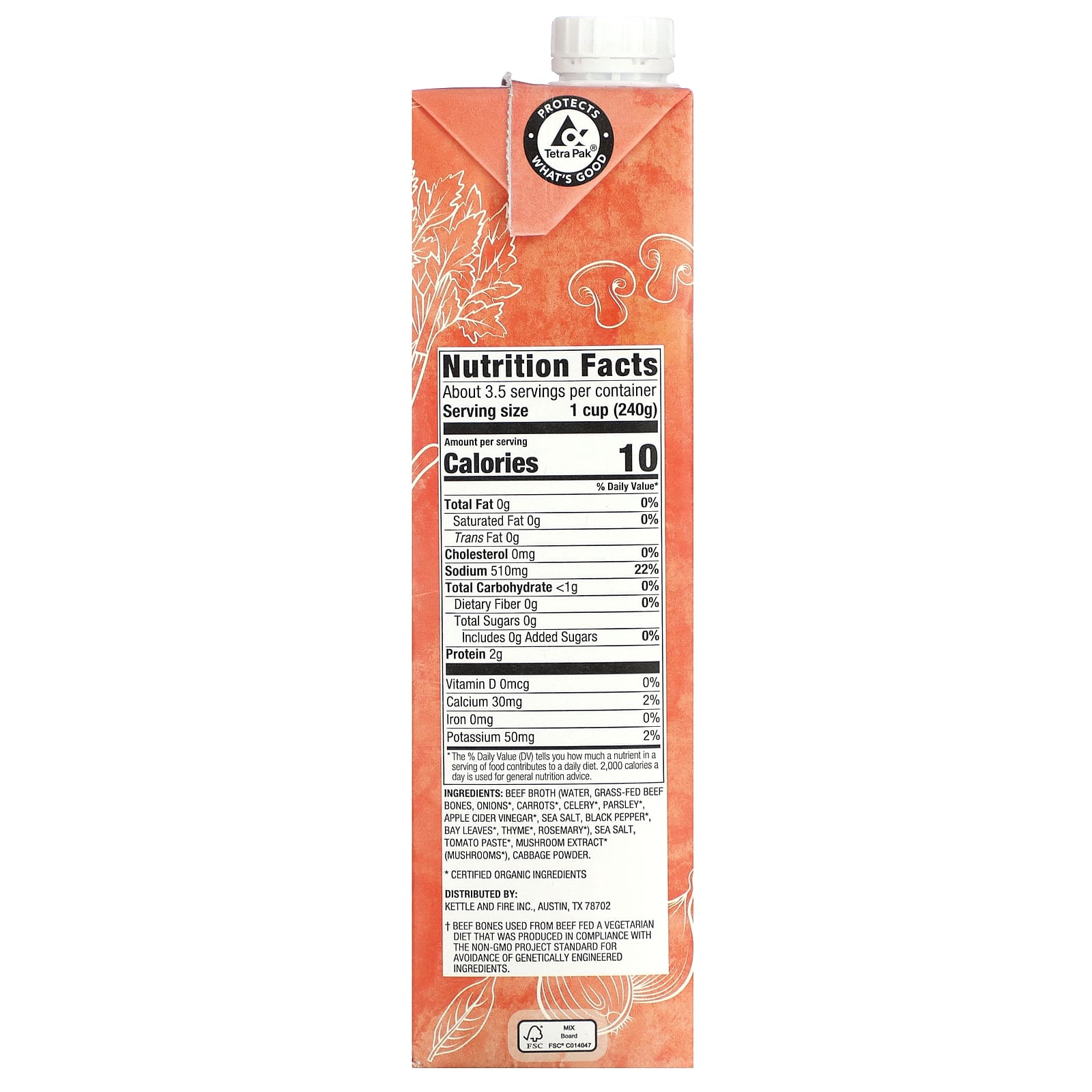 Kettle & Fire, Beef Broth, 32 oz (907 g) - Image 2