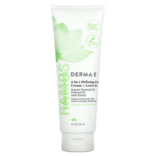 DERMA E Clean Curls Defining Cream + Leave-In, 8 fl oz (237 ml) - Image 1