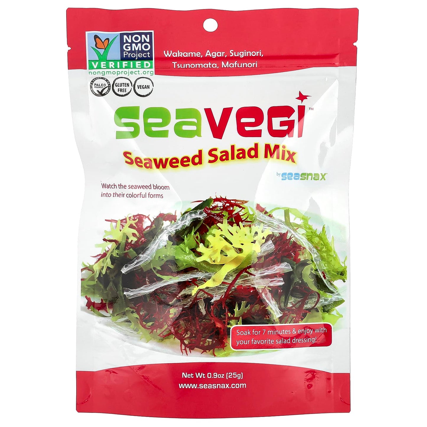 SeaSnax, SeaVegi™, Seaweed Salad Mix, 0.9 oz (25 g) - Image 1