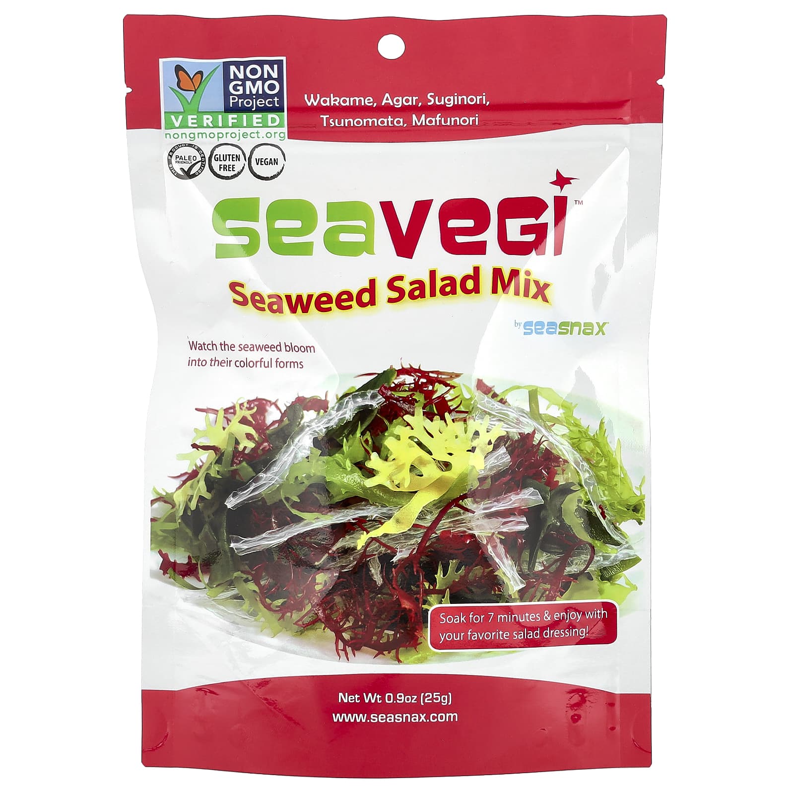 SeaSnax, SeaVegi™, Seaweed Salad Mix, 0.9 oz (25 g) - Image 1