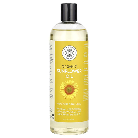 Pure Body Naturals, Organic Sunflower Oil, 16 fl oz (473 ml) - Image 1