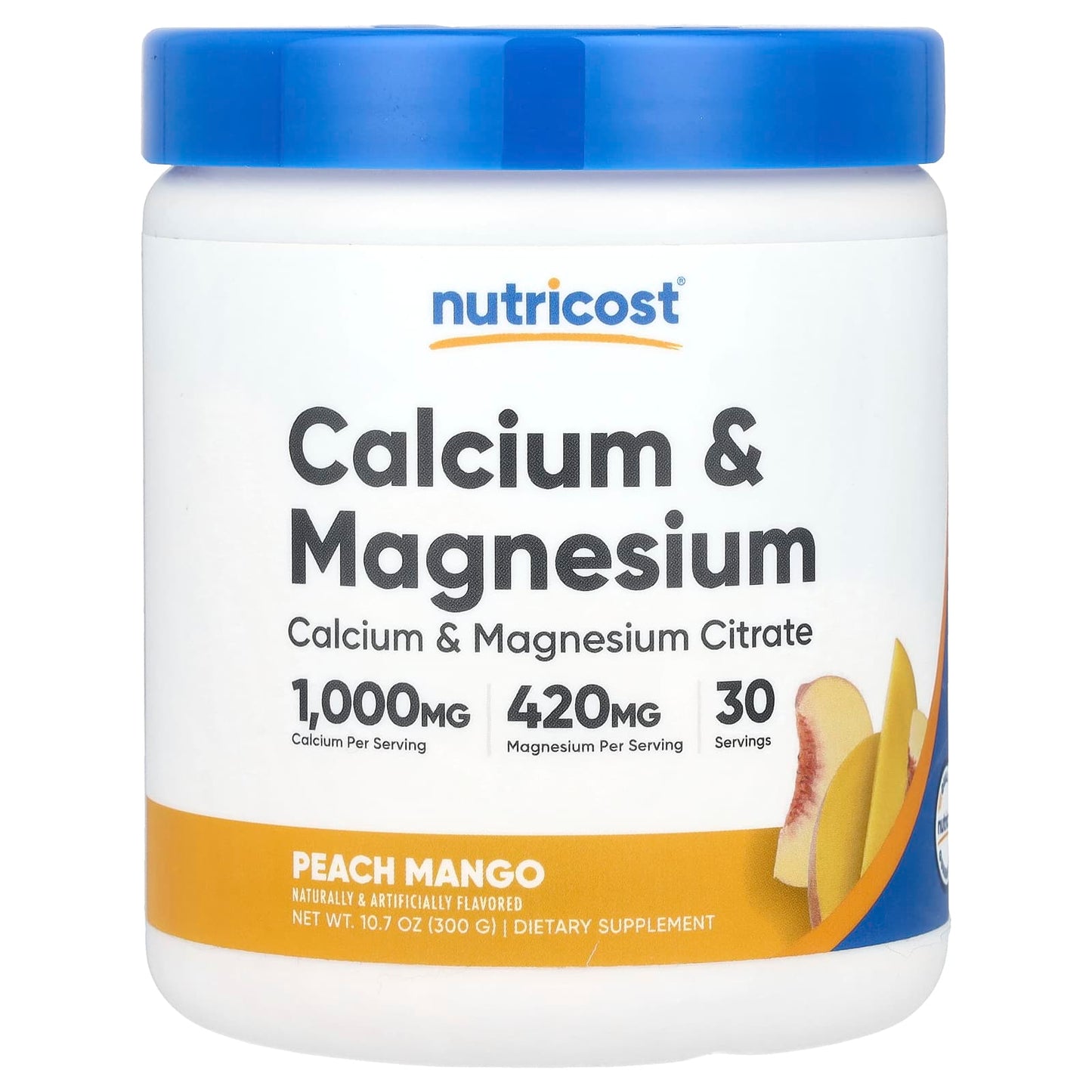 Nutricost, Calcium & Magnesium, Peach Mango, 10.7 oz (300 g) - Image 1