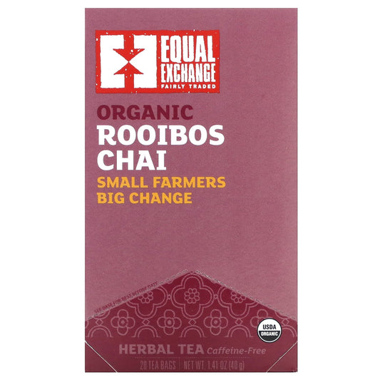 Organic Rooibos Chai Tea, Caffeine-Free, Fair Trade, 20 Tea Bags - Image 1