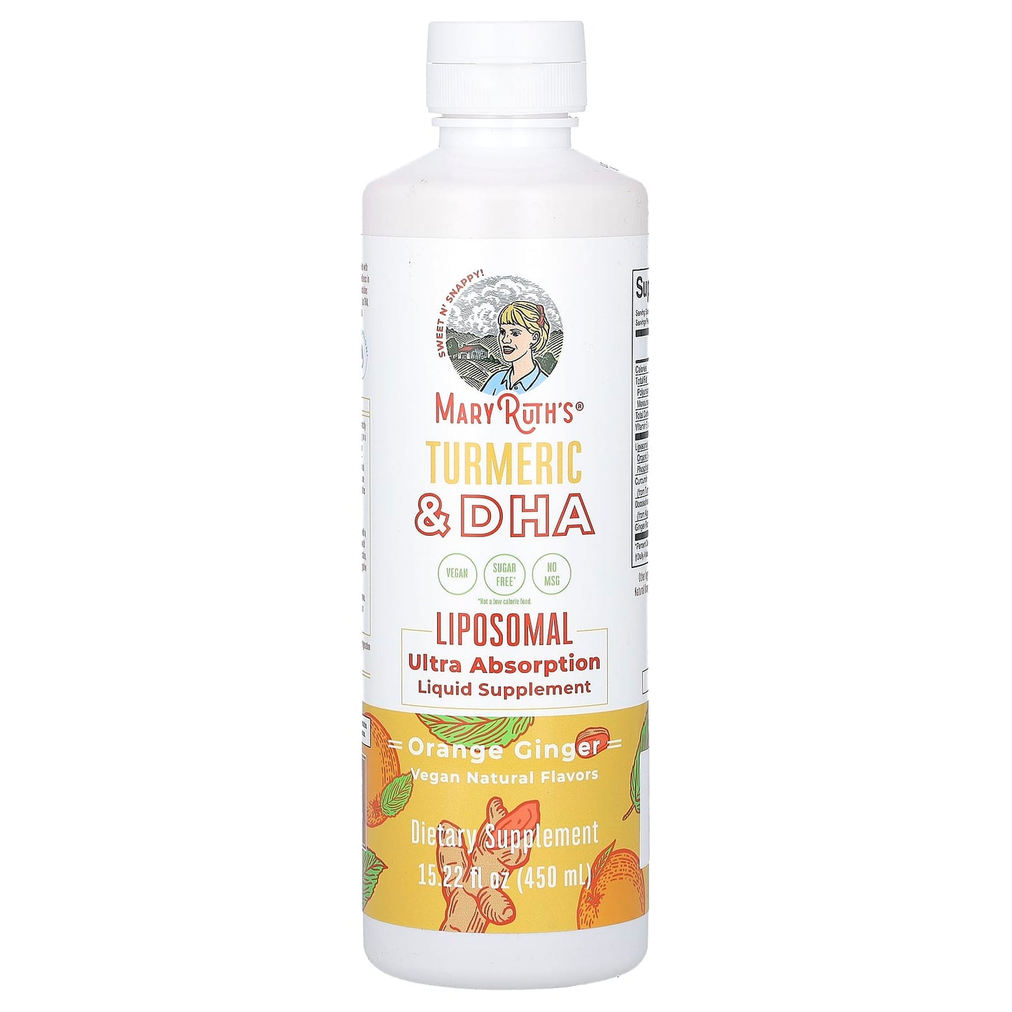 MaryRuth's, Turmeric & DHA Liposomal Liquid Supplement, Orange Ginger, 15.22 fl oz (450 ml) - Image 1