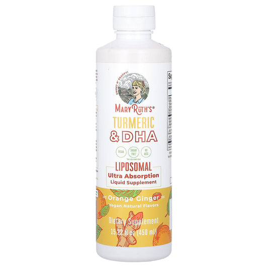 MaryRuth's, Turmeric & DHA Liposomal Liquid Supplement, Orange Ginger, 15.22 fl oz (450 ml) - Image 1