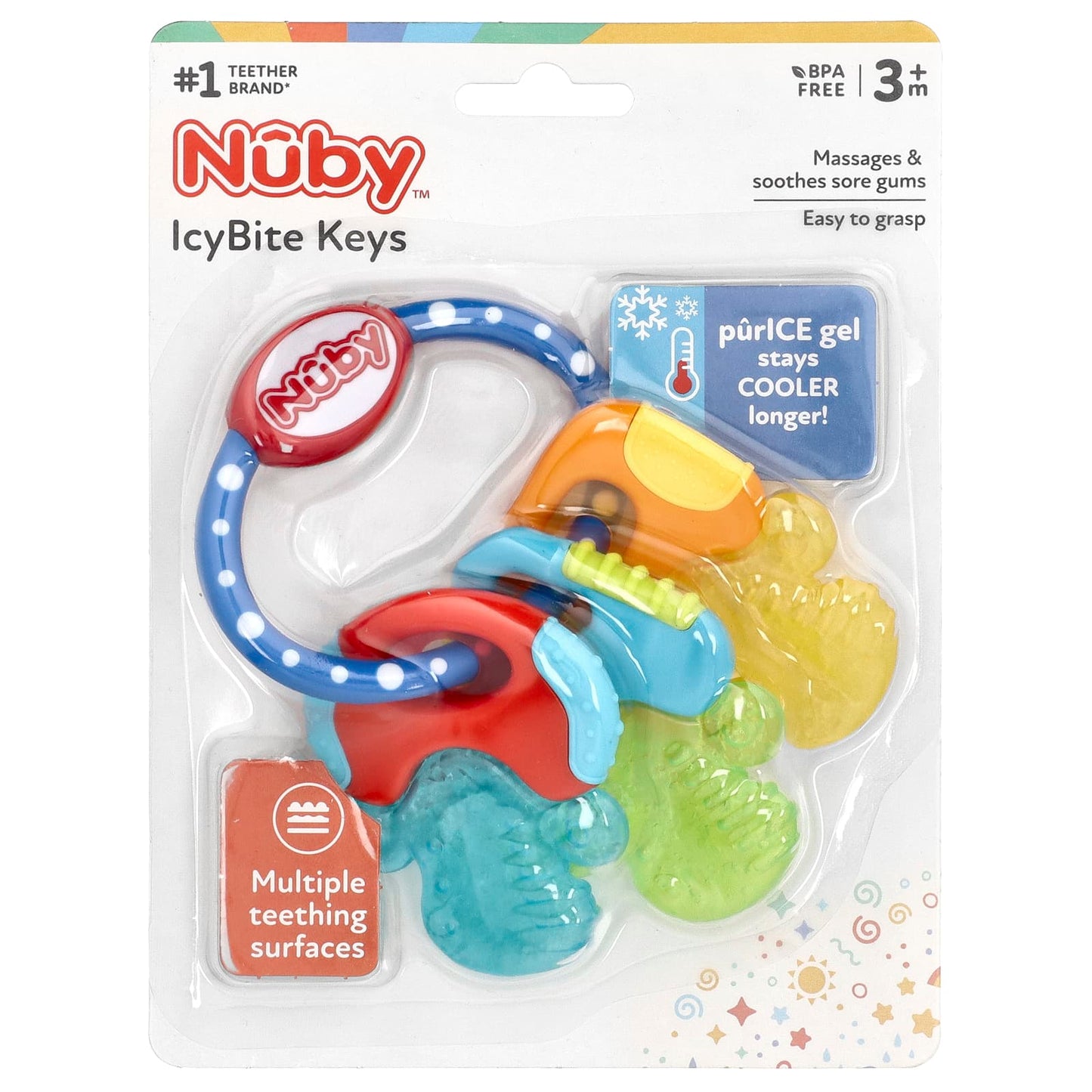 Nuby, IcyBite Keys, 3+ Months, Blue, 1 Count - Image 1
