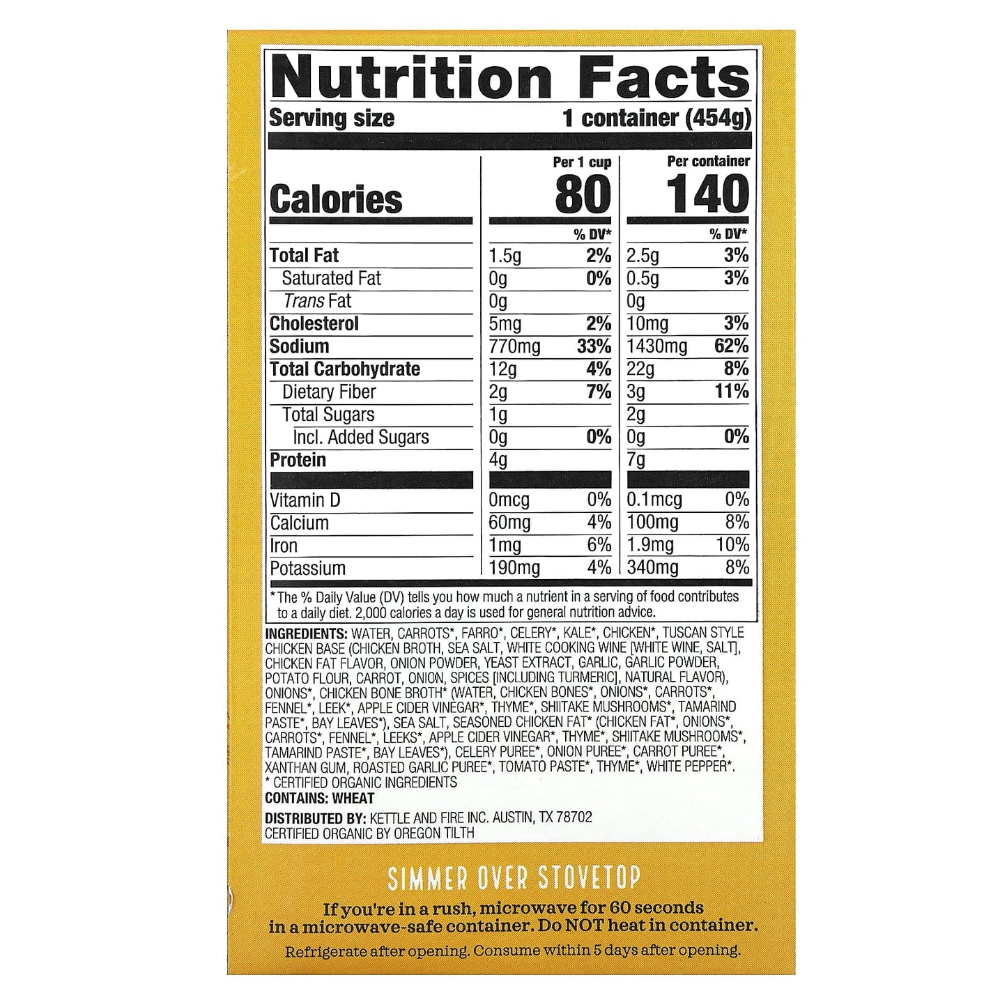 Kettle & Fire, Hearty Soup, Chicken & Ancient Grain, 16 oz (454 g) - Image 2