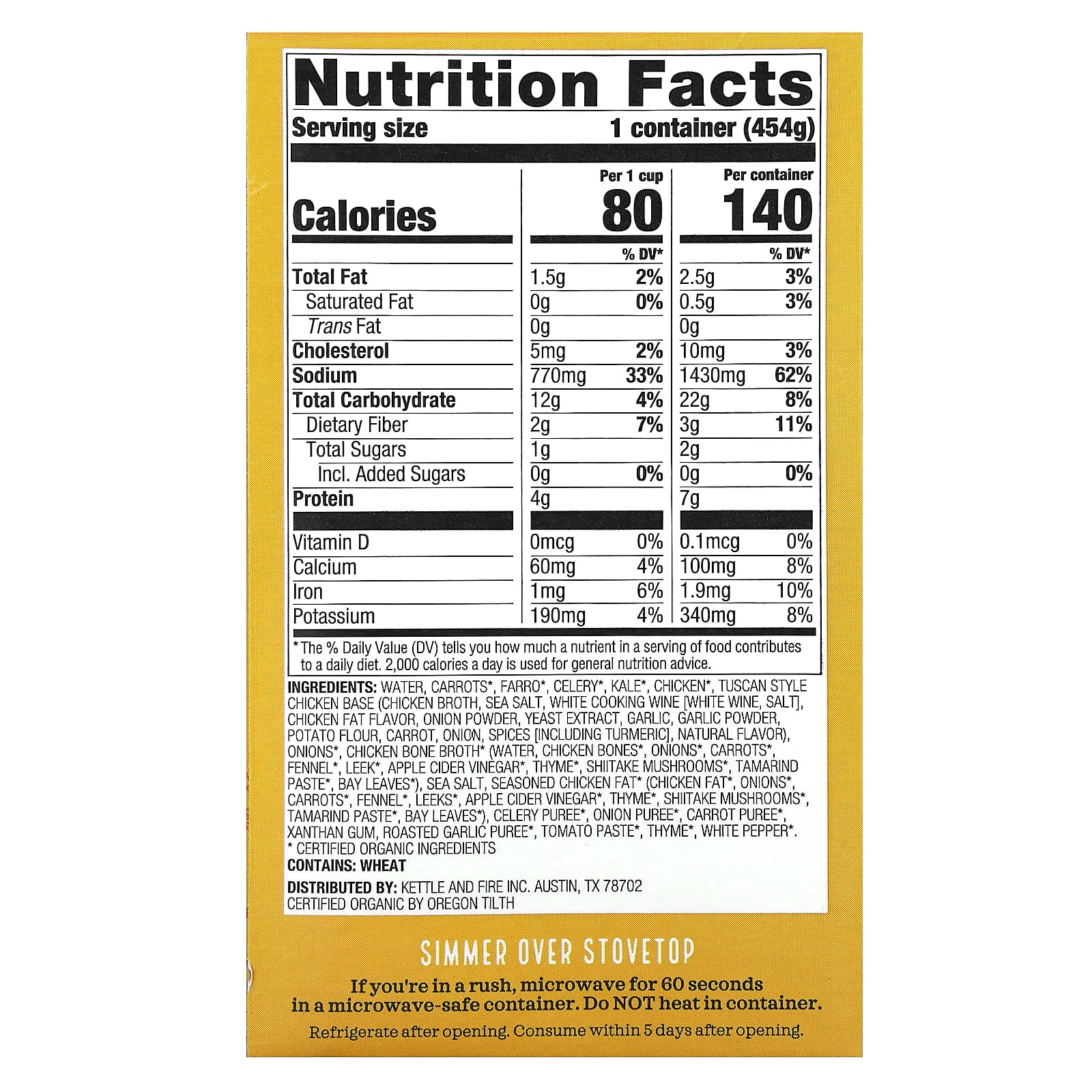Kettle & Fire, Hearty Soup, Chicken & Ancient Grain, 16 oz (454 g) - Image 2