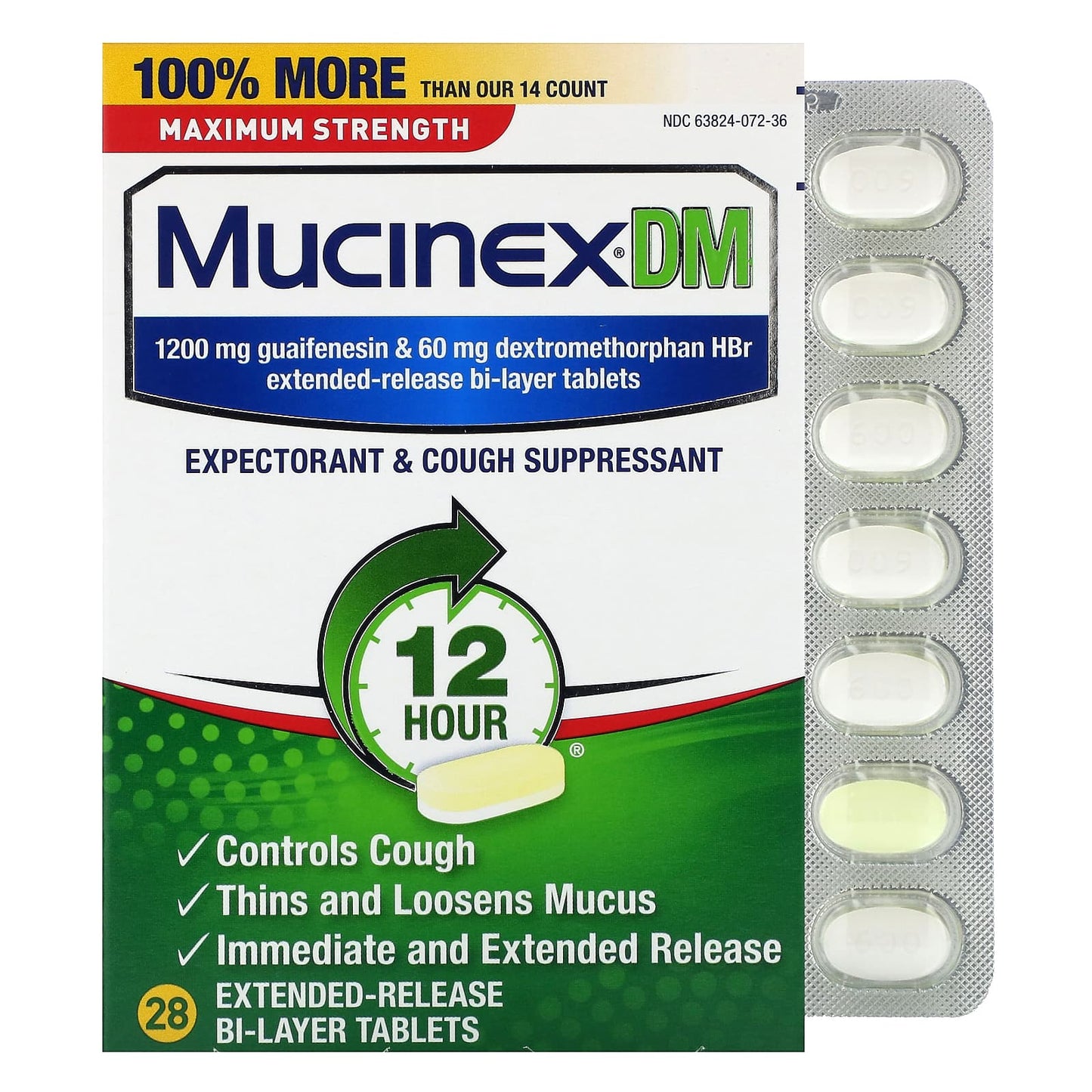 Mucinex DM, 28 Extended-Release Bi-Layer Tablets - Image 1