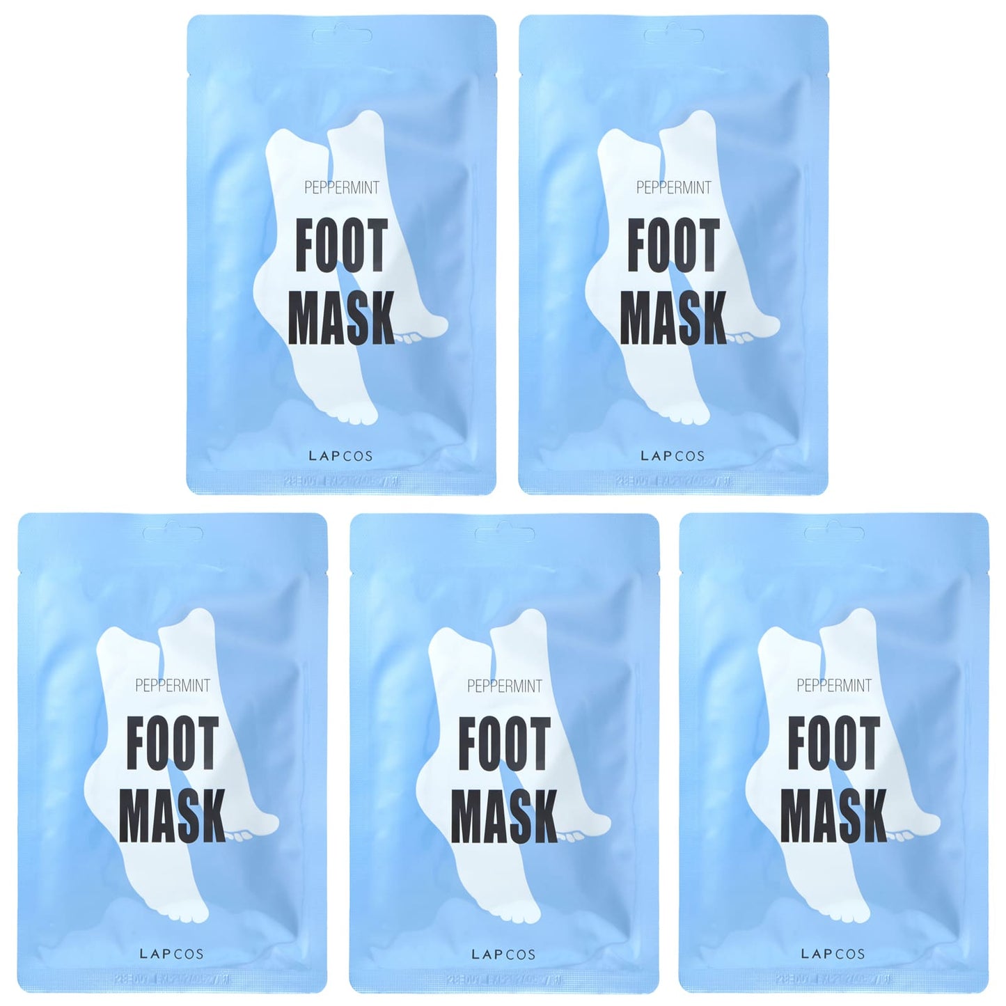 Lapcos, Foot Mask, Peppermint, 5 Pairs, 0.6 fl oz (18 ml) Each - Image 1