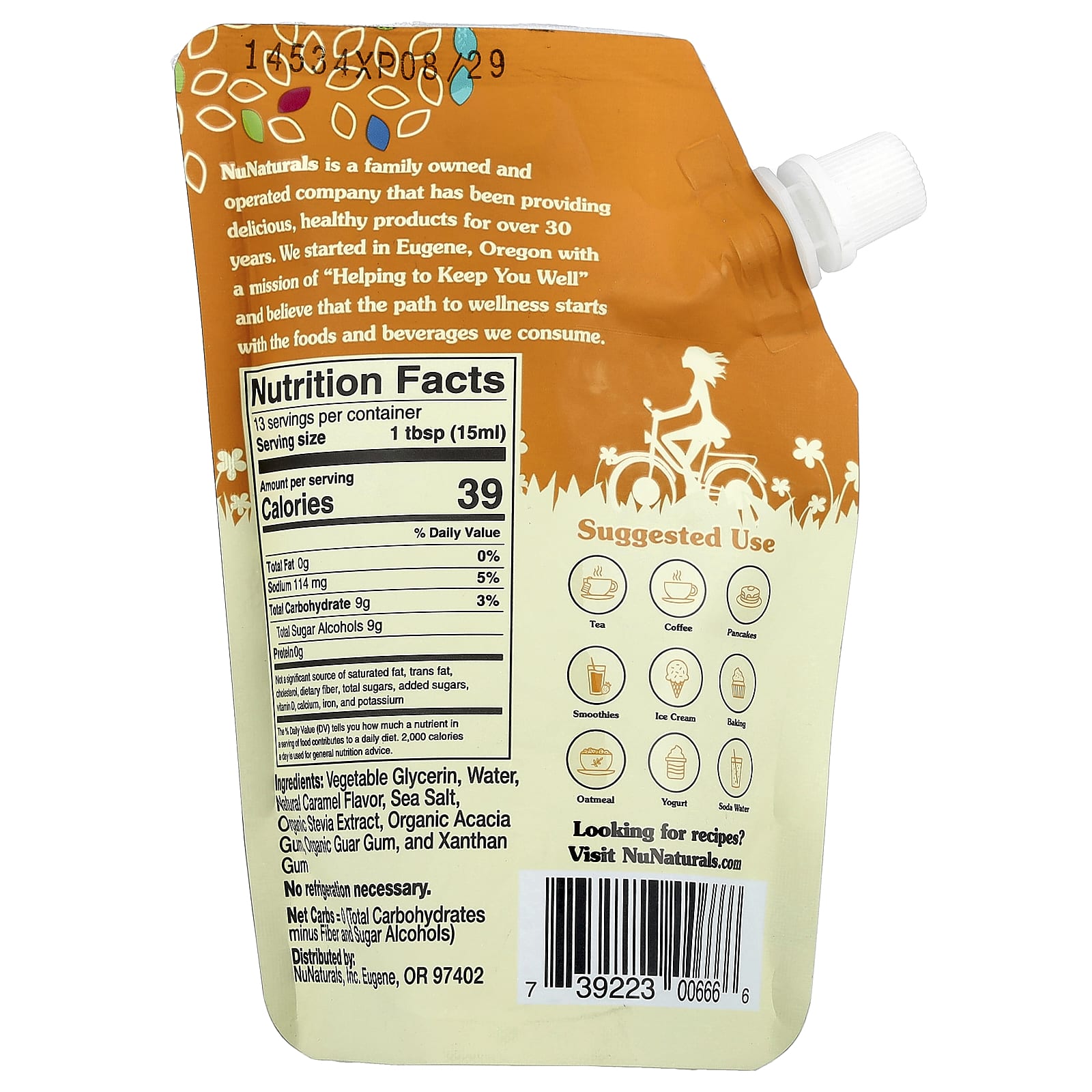 NuNaturals, Salted Caramel Flavored Syrup, 6.6 fl oz (0.2 L) - Image 2