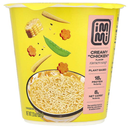 Immi Creamy Chicken Cup Ramen Soup, 2 oz, Plant-Based Protein - Image 1