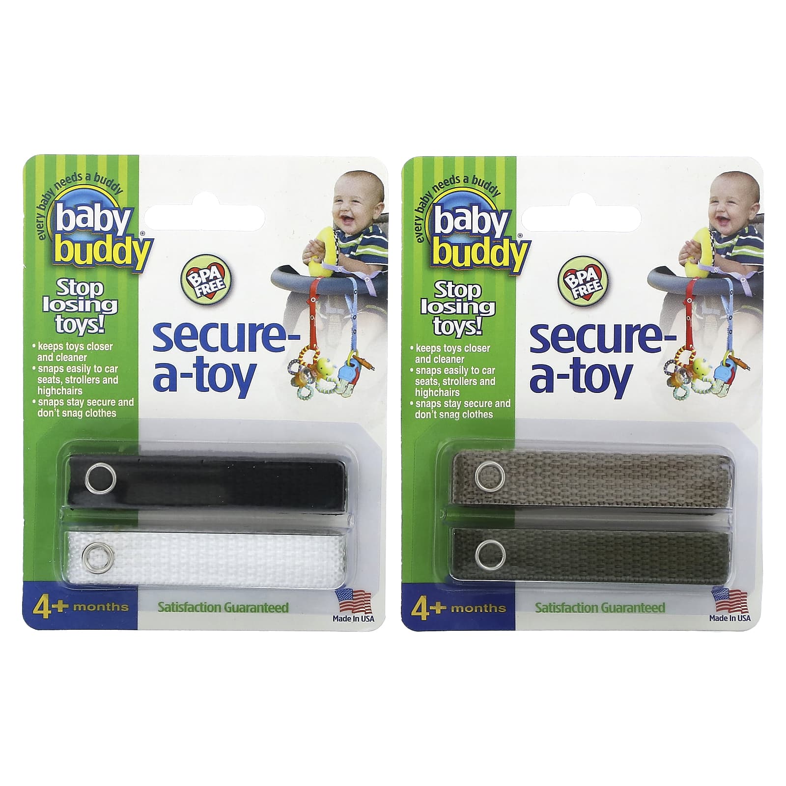 Baby Buddy Secure-A-Toy, 4+ Months, 4-Strap, Attach to Car Seats & Strollers - Image 1
