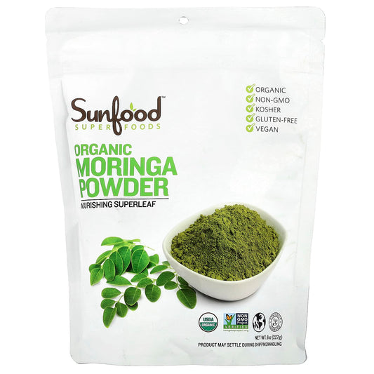 Sunfood, Organic Moringa Powder, 8 oz (227 g) - Image 1