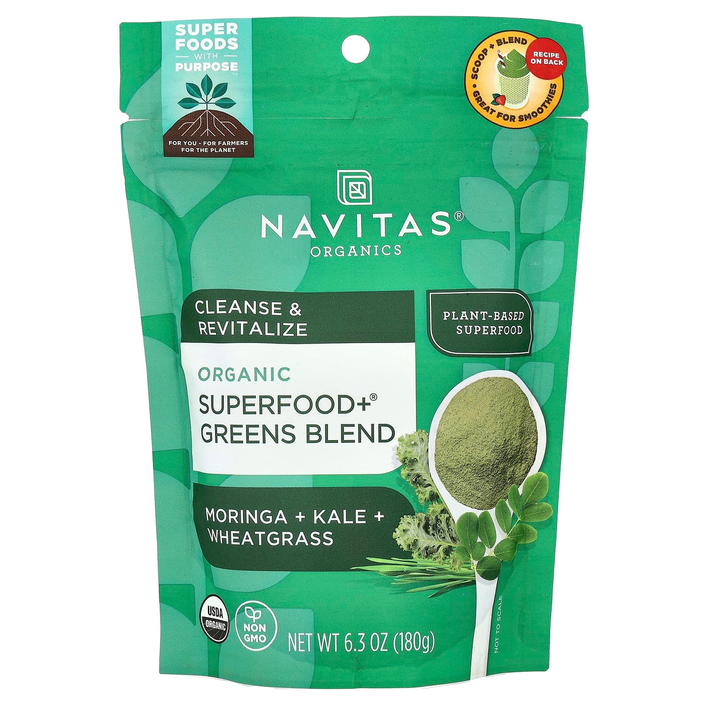 Navitas Organics, Organic Superfood+® Greens Blend, 6.3 oz (180 g) - Image 1