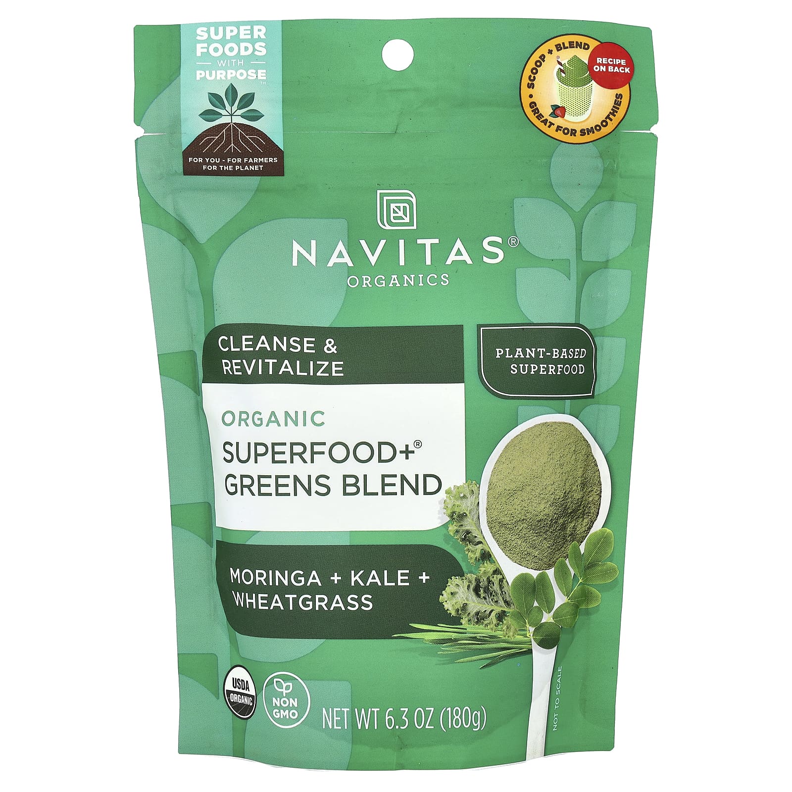 Navitas Organics, Organic Superfood+® Greens Blend, 6.3 oz (180 g) - Image 1