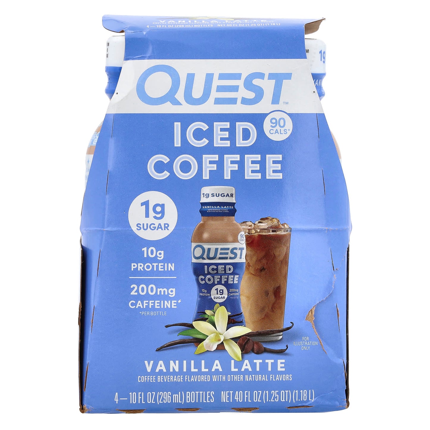 Quest Nutrition, Iced Coffee, Vanilla Latte, 4 Bottles, 10 fl oz (296 ml) Each - Image 1