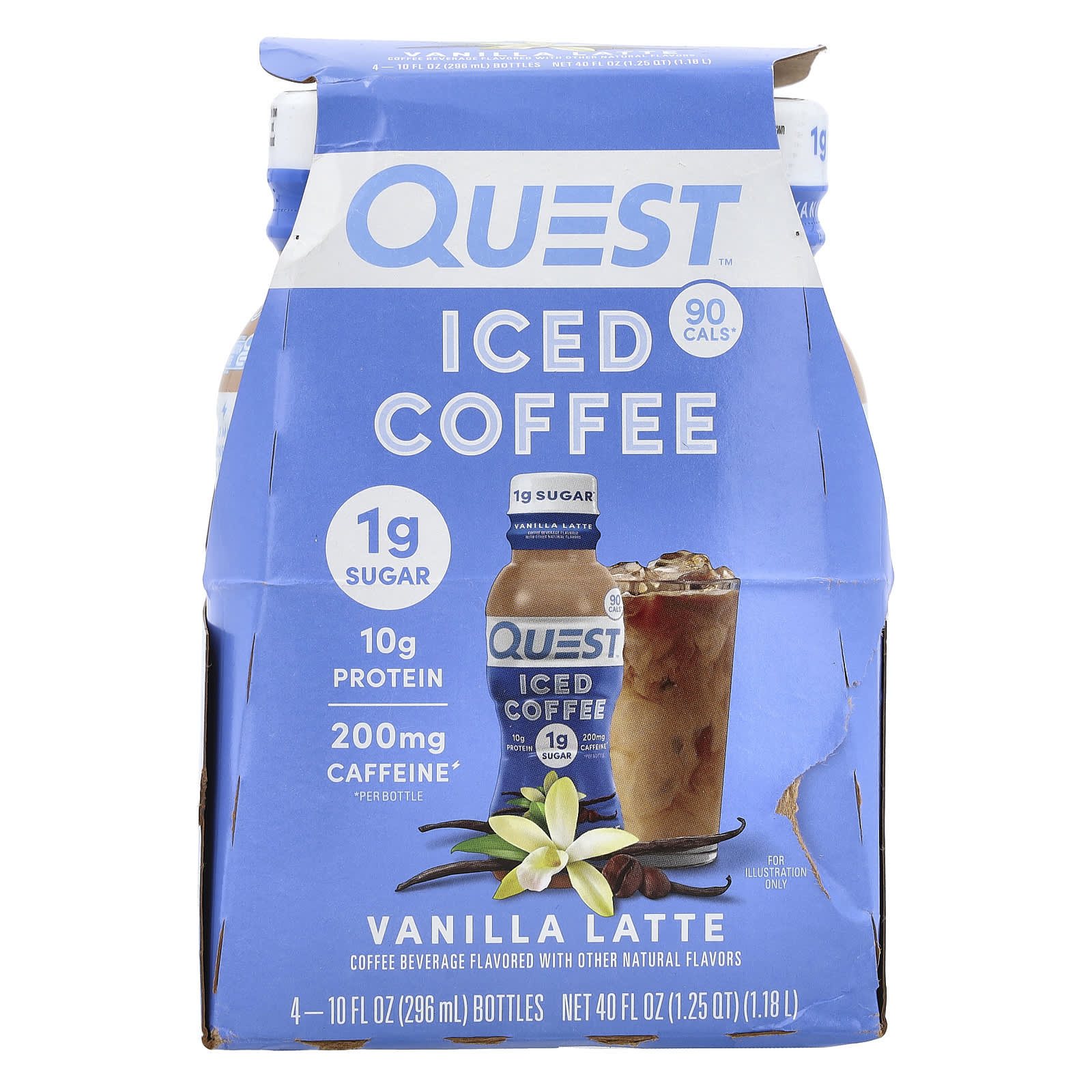Quest Nutrition, Iced Coffee, Vanilla Latte, 4 Bottles, 10 fl oz (296 ml) Each - Image 1