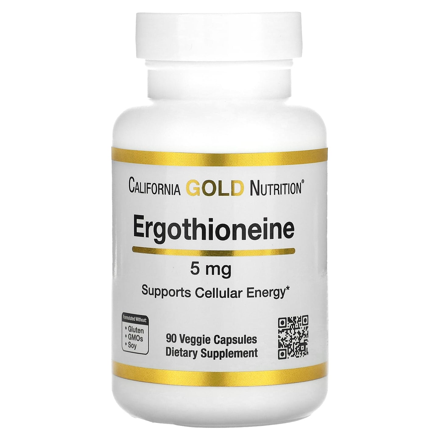 Ergothioneine 5mg 90 Veggie Capsules - Potent Antioxidant for Cellular Energy - Image 1